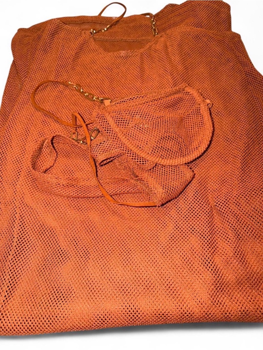 Rust Orange Mesh Shoulder Bag - Unbranded